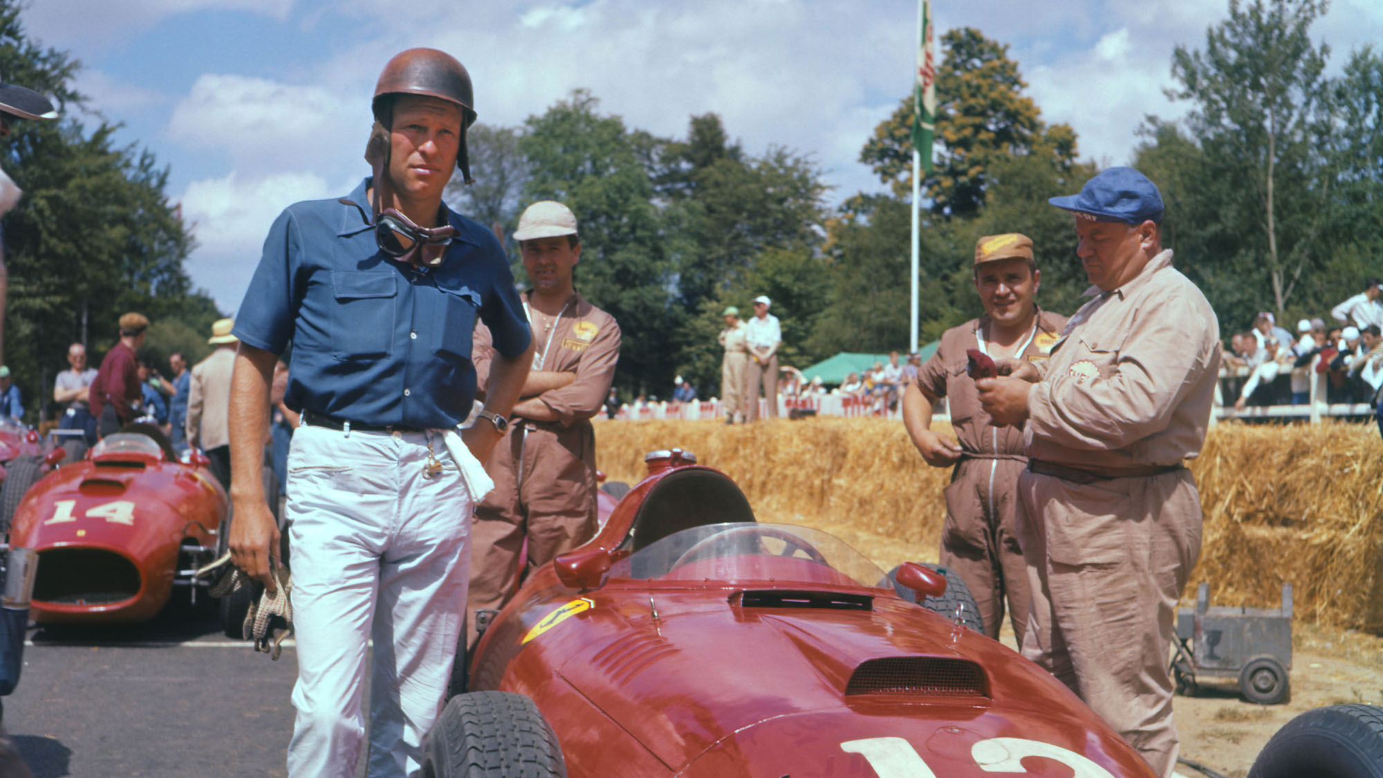 Peter Collins and his Ferrari.