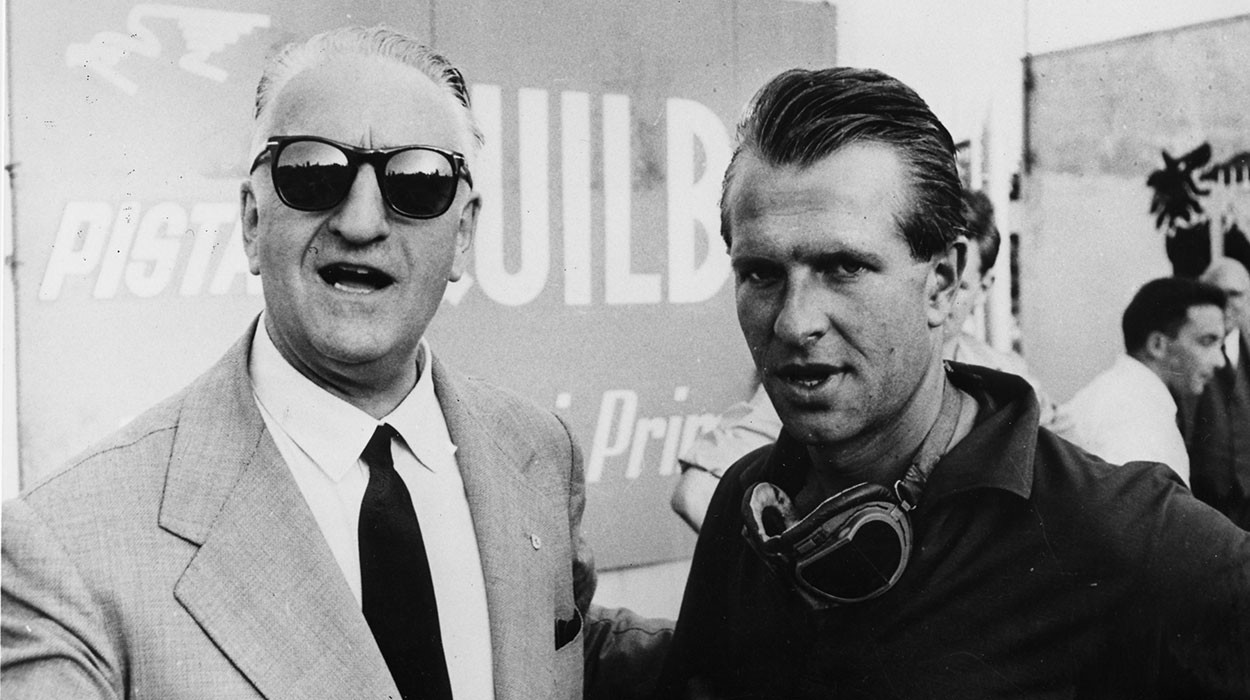 Peter Collins with Enzo Ferrari.