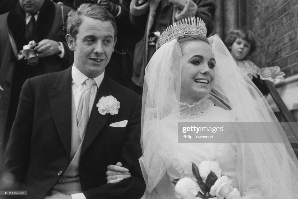 The wedding of British racing driver Piers Courage, heir to the Courage brewing dynasty and Lady Sarah Curzon, 29th March 1966.