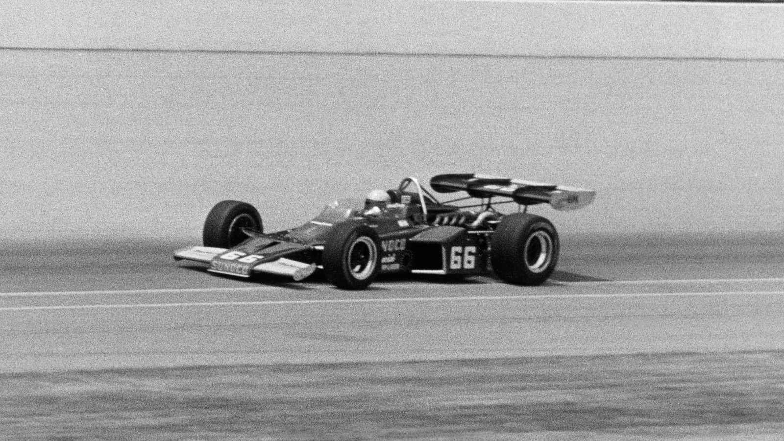 Mark Donohue races to the win at the 1972 Indy 500. 