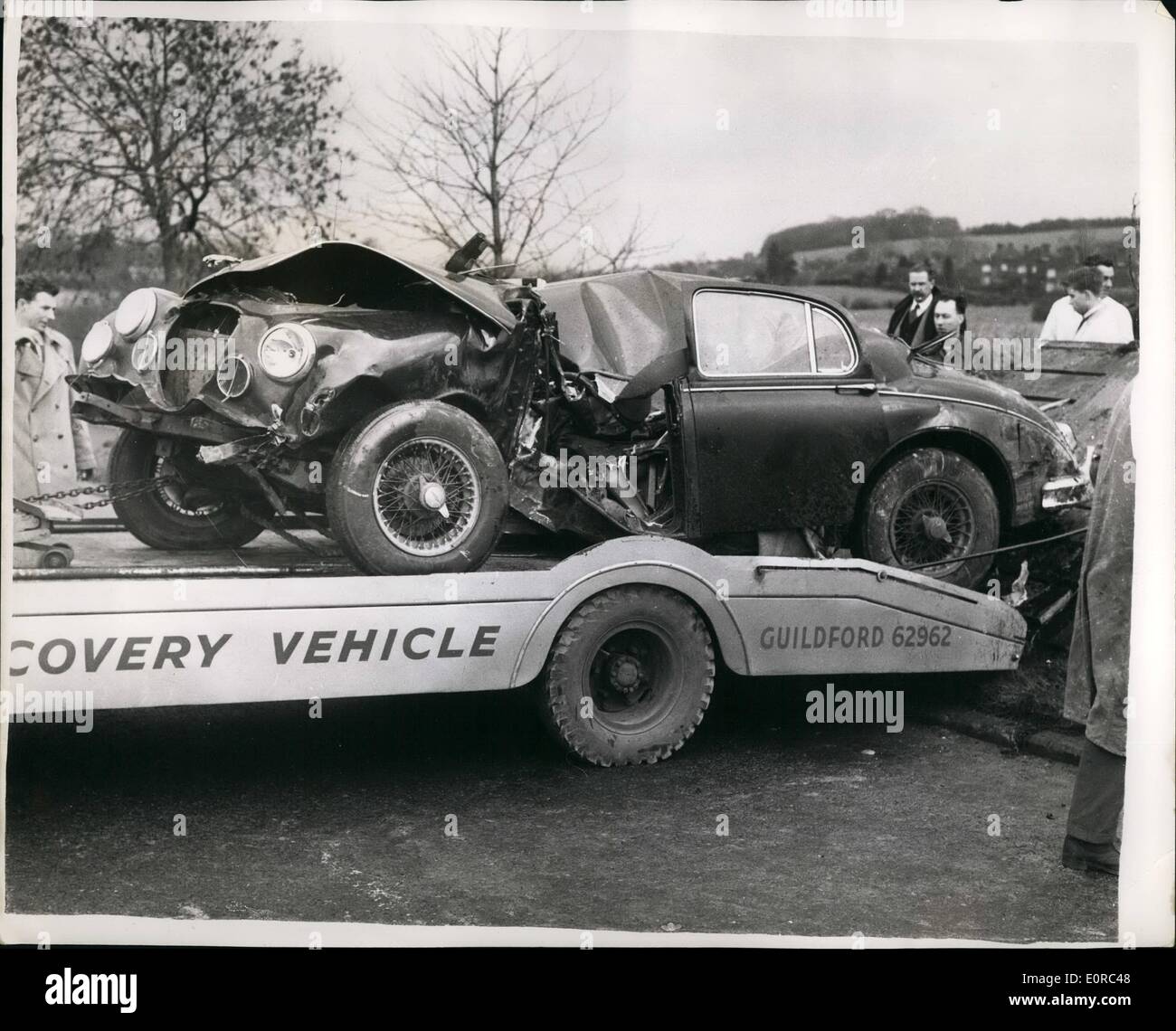 Mike Hawthorn's car after his fatal accident.