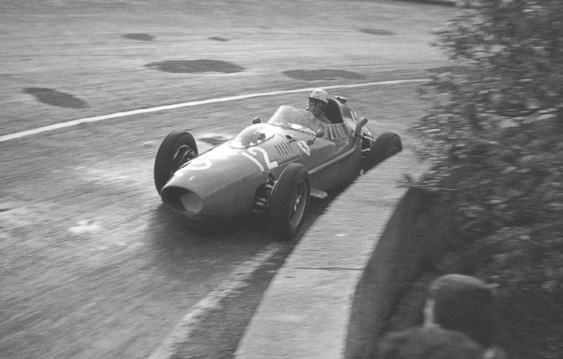 Luigi Musso driving his Ferrari.