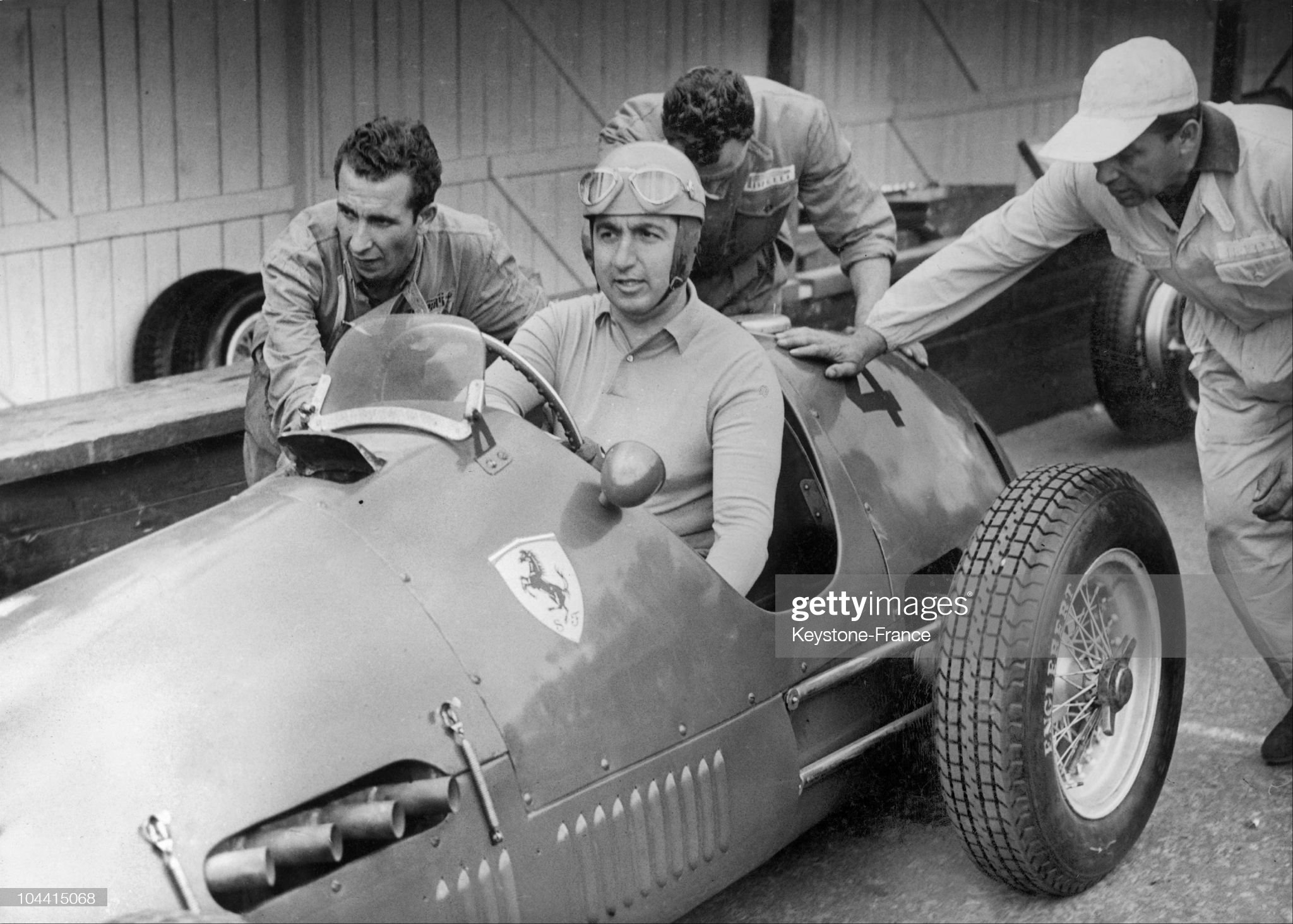Alberto Ascari at the wheel of his Ferrari.