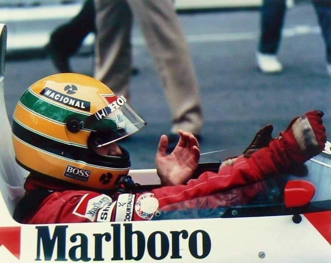 Ayrton Senna in a McLaren.
