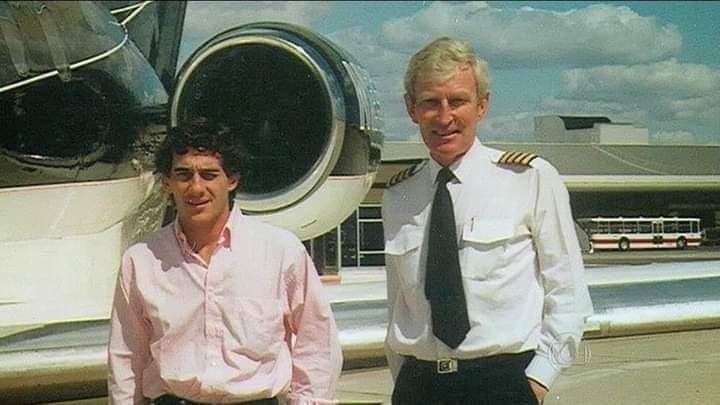 Ayrton Senna with Commander Owen O'Mahony.