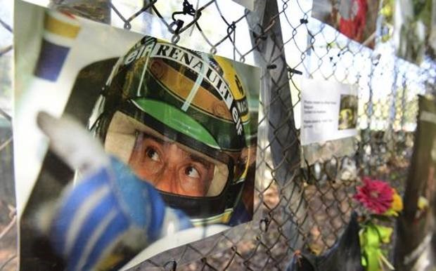 A photo of Senna in the area of the accident in Imola. 