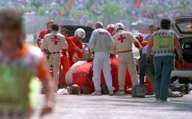 Senna, after the accident at the Tamburello.