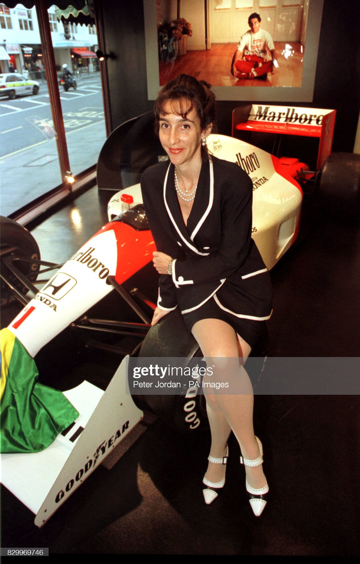 October 02, 1997. Viviane Senna, sister of the late Ayrton Senna, launches the 1,500 Senna watch by Universal Geneve at Harrods, London. 