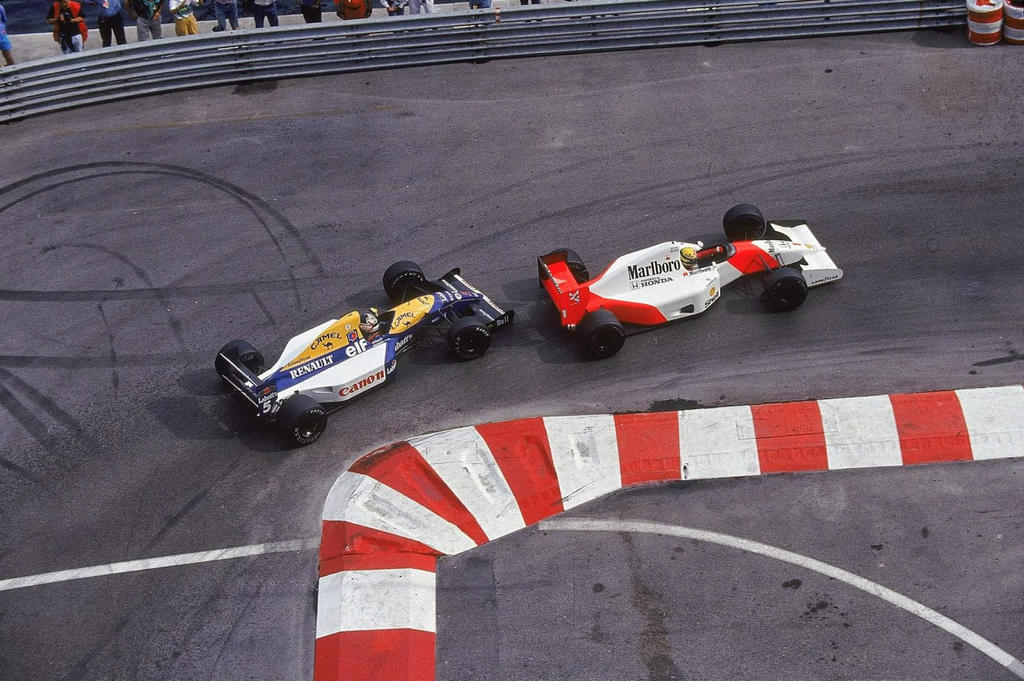 Ayrton Senna and Nigel Mansell at Monaco in 1992.
