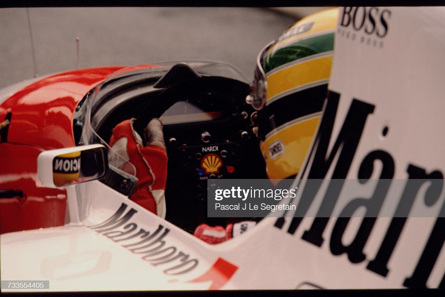The French Formula 1 Grand Prix at Magny Cours on July 05, 1992: Ayrton Senna in his McLaren Honda.