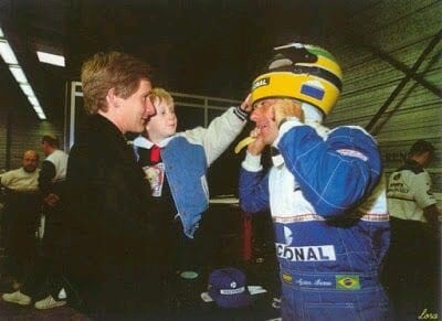 Ayrton Senna with Thierry Boutsen.