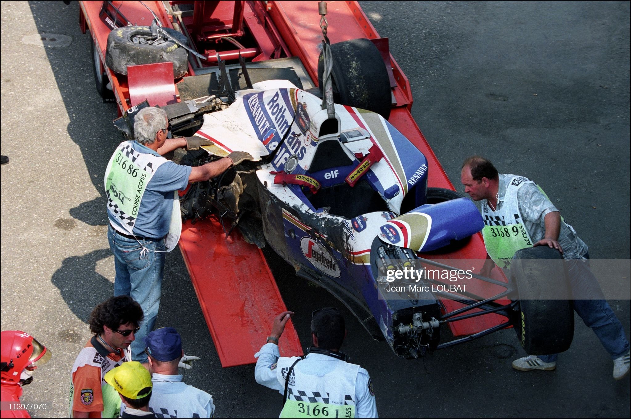The car of Senna after the crash. 