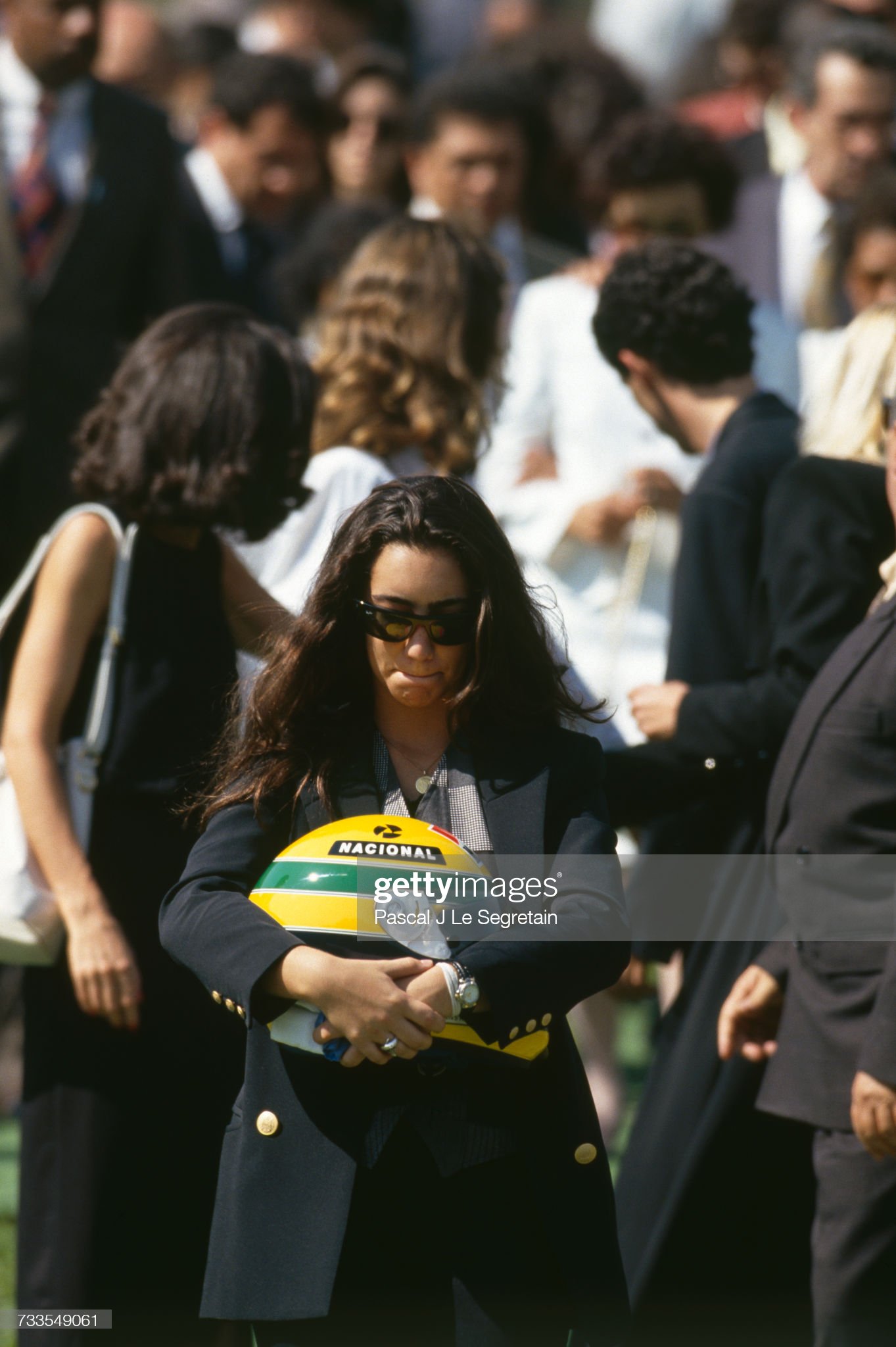 Senna's older sister Viviane at the funeral of her brother.