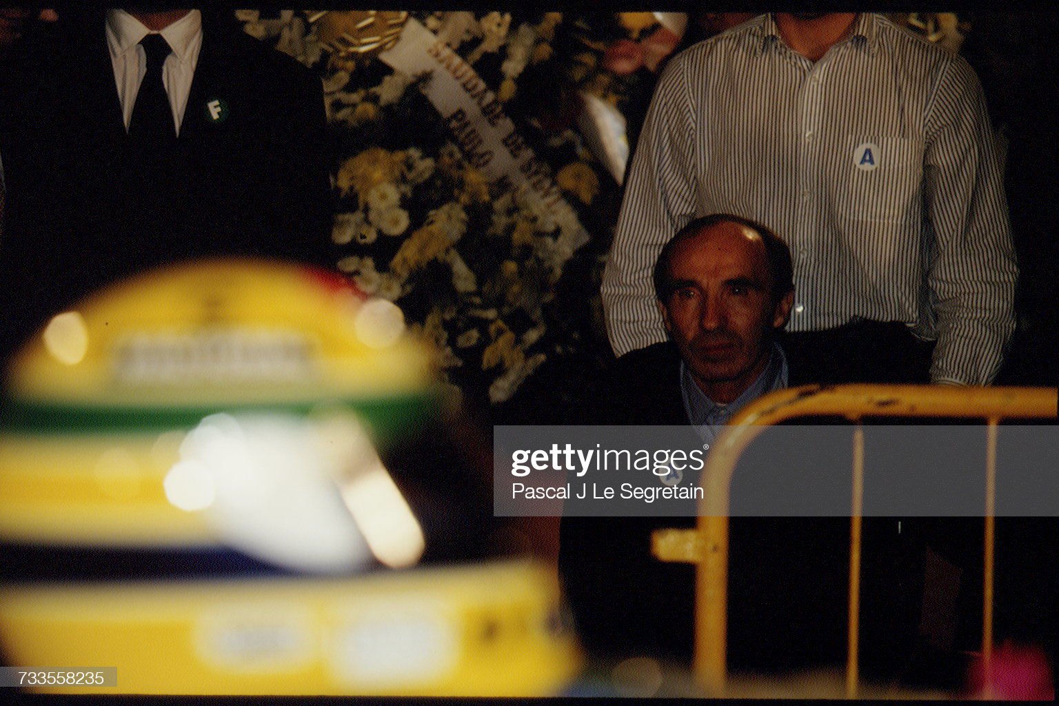 Frank Williams at Ayrton Senna's funeral in Sao Paolo.