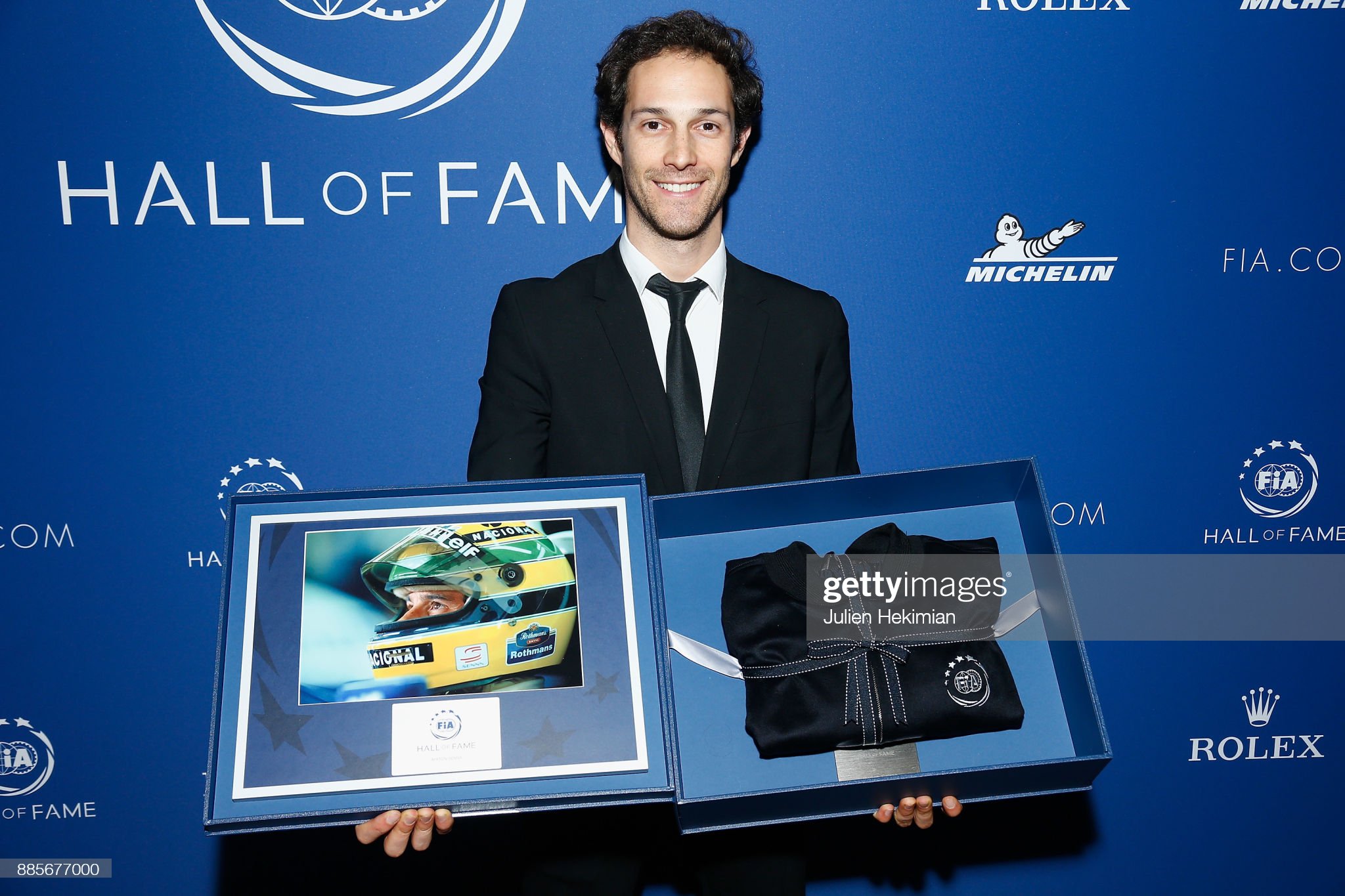 Bruno Senna is pictured after he received an award for his deceased uncle Ayrton Senna.