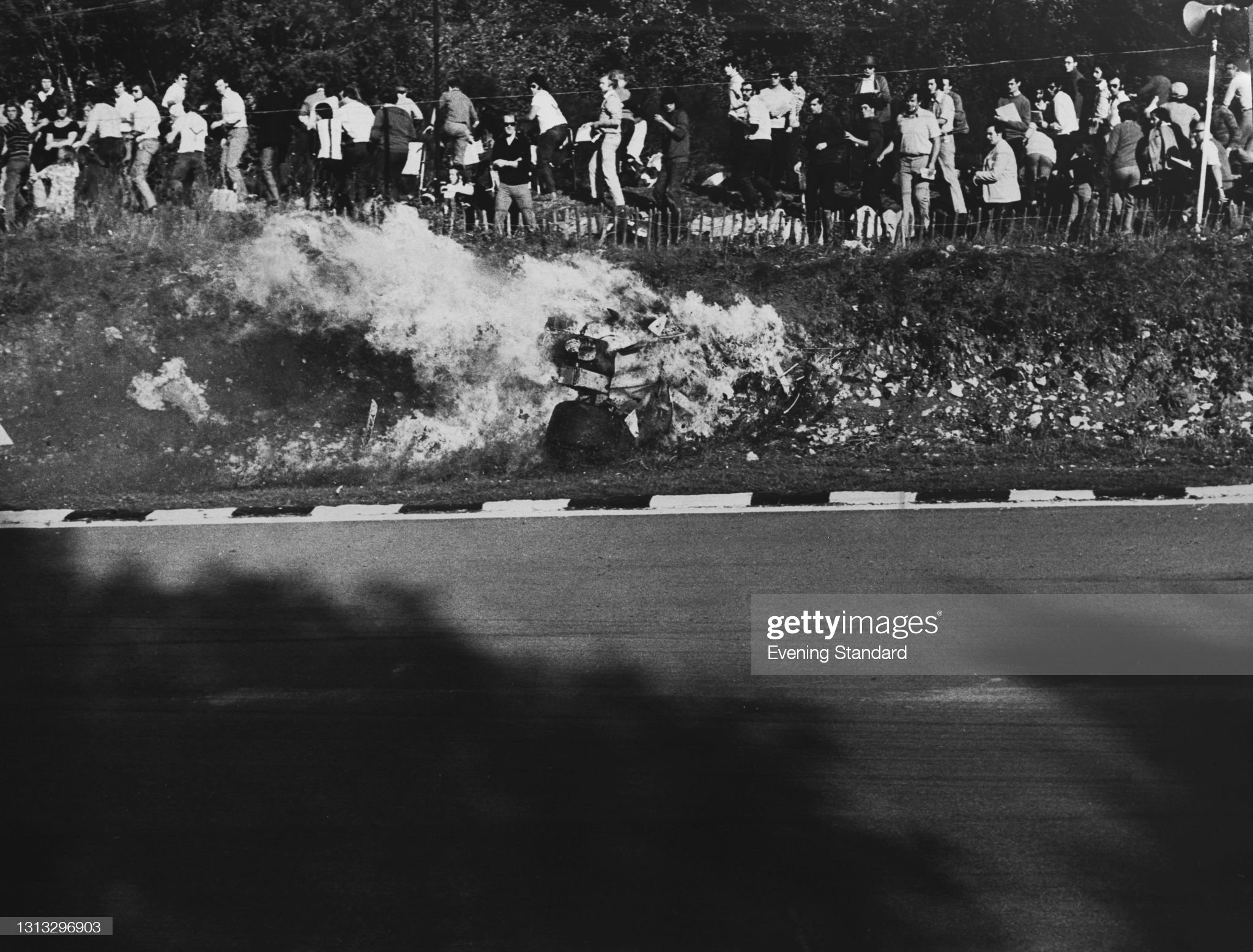 Jo Siffert is killed when his car catches fire after a crash in the World Championship Victory Race at Brands Hatch, UK, 24th October 1971. 