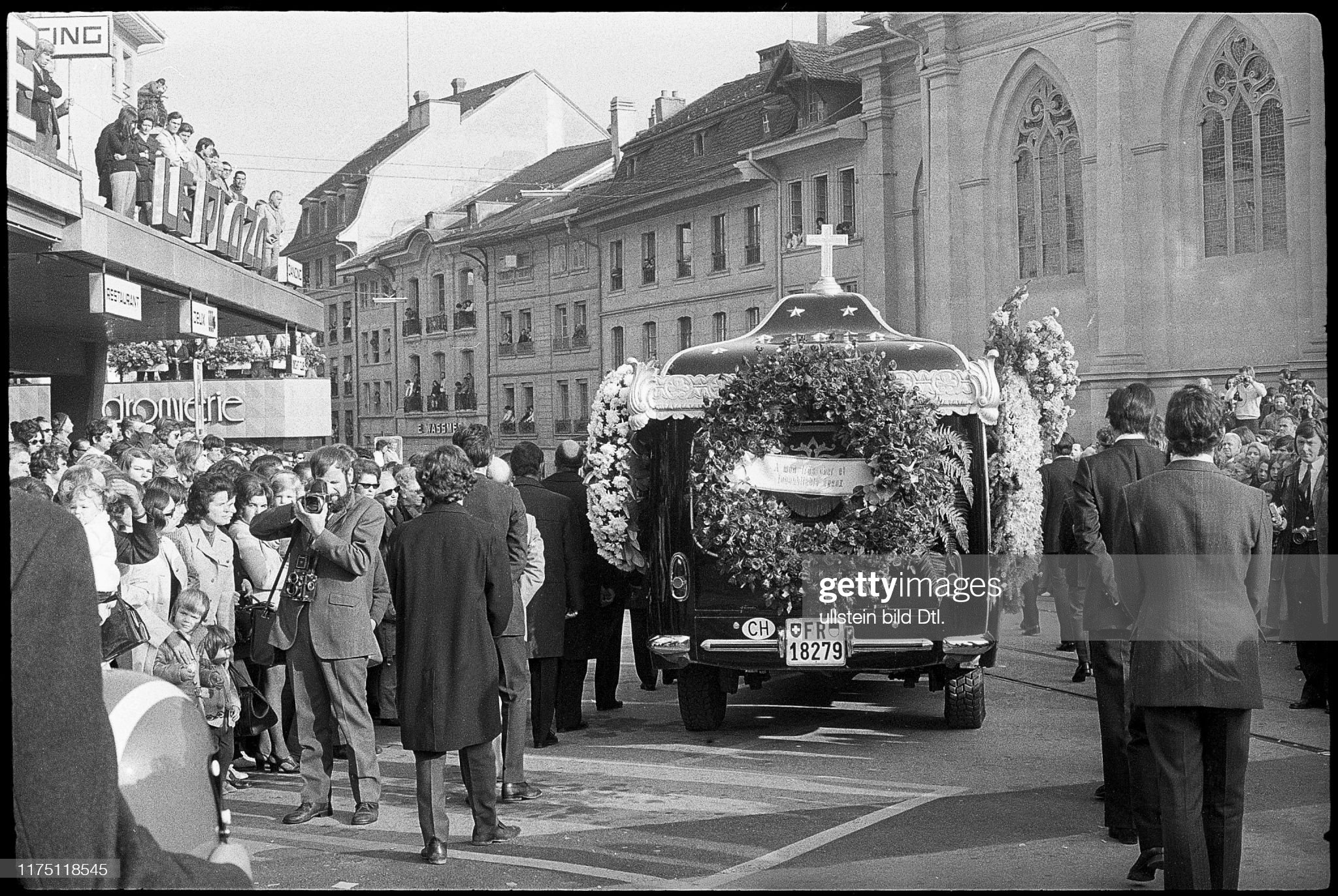 Jo Siffert's funeral, Fribourg, October 29, 1971. 