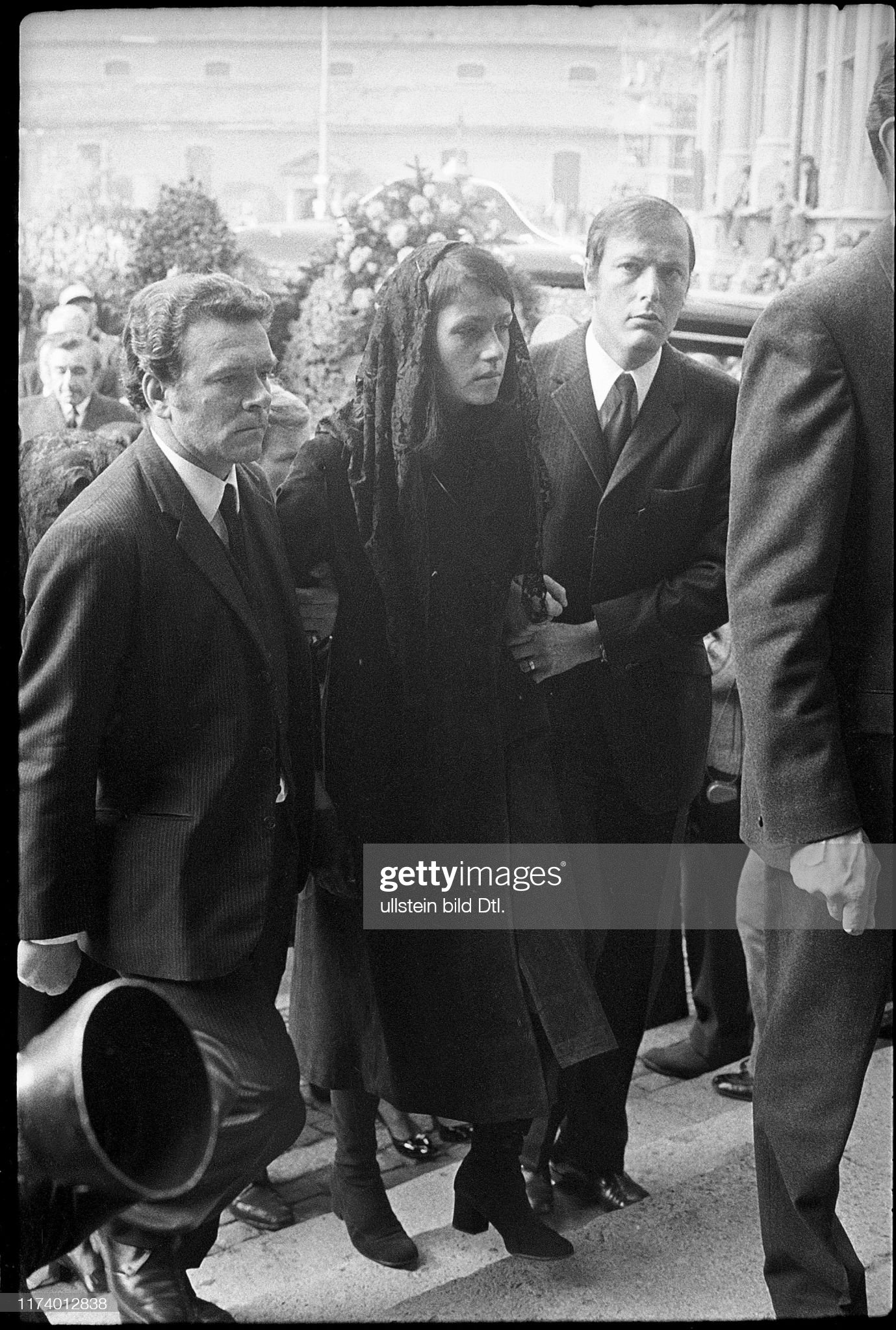 Jo Siffert's funeral, Fribourg 1971; widow Simone Siffert. 