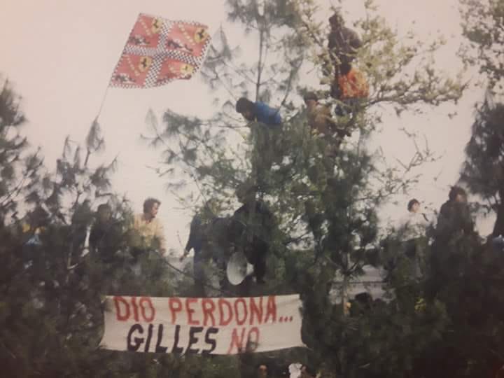 A banner about Gilles Villeneuve.