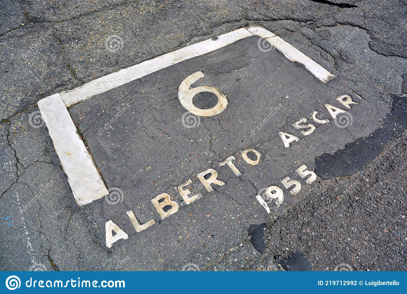 The pit lane where Alberto Ascari won the 1955 Valentino Grand Prix.