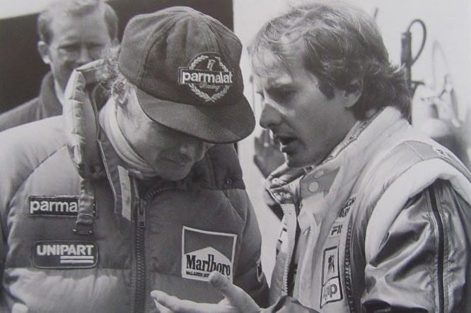 Gilles Villeneuve with Niki Lauda.