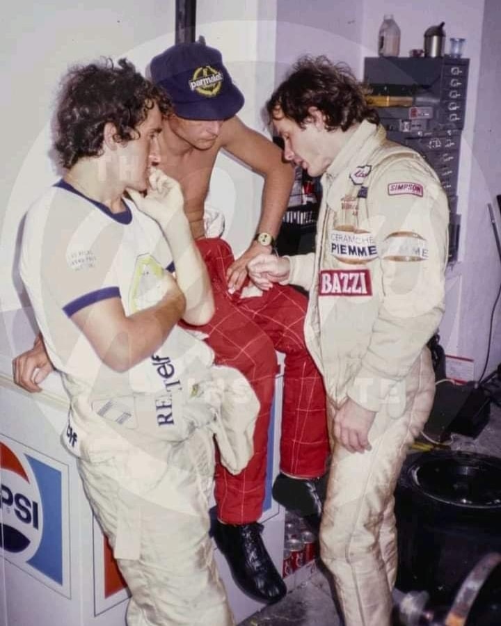 Alain Prost, Niki Lauda and Gilles Villeneuve in 1982.