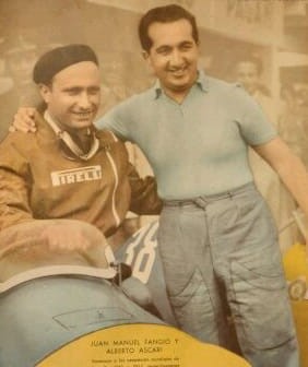 Alberto Ascari with Juan Manuel Fangio.