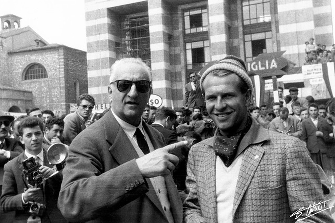 Enzo Ferrari with Peter Collins.