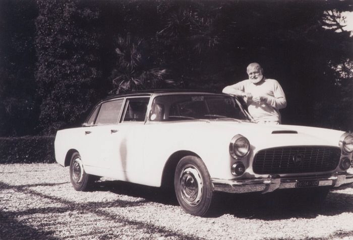 Ernest Hemingway and his Lancia Flaminia.