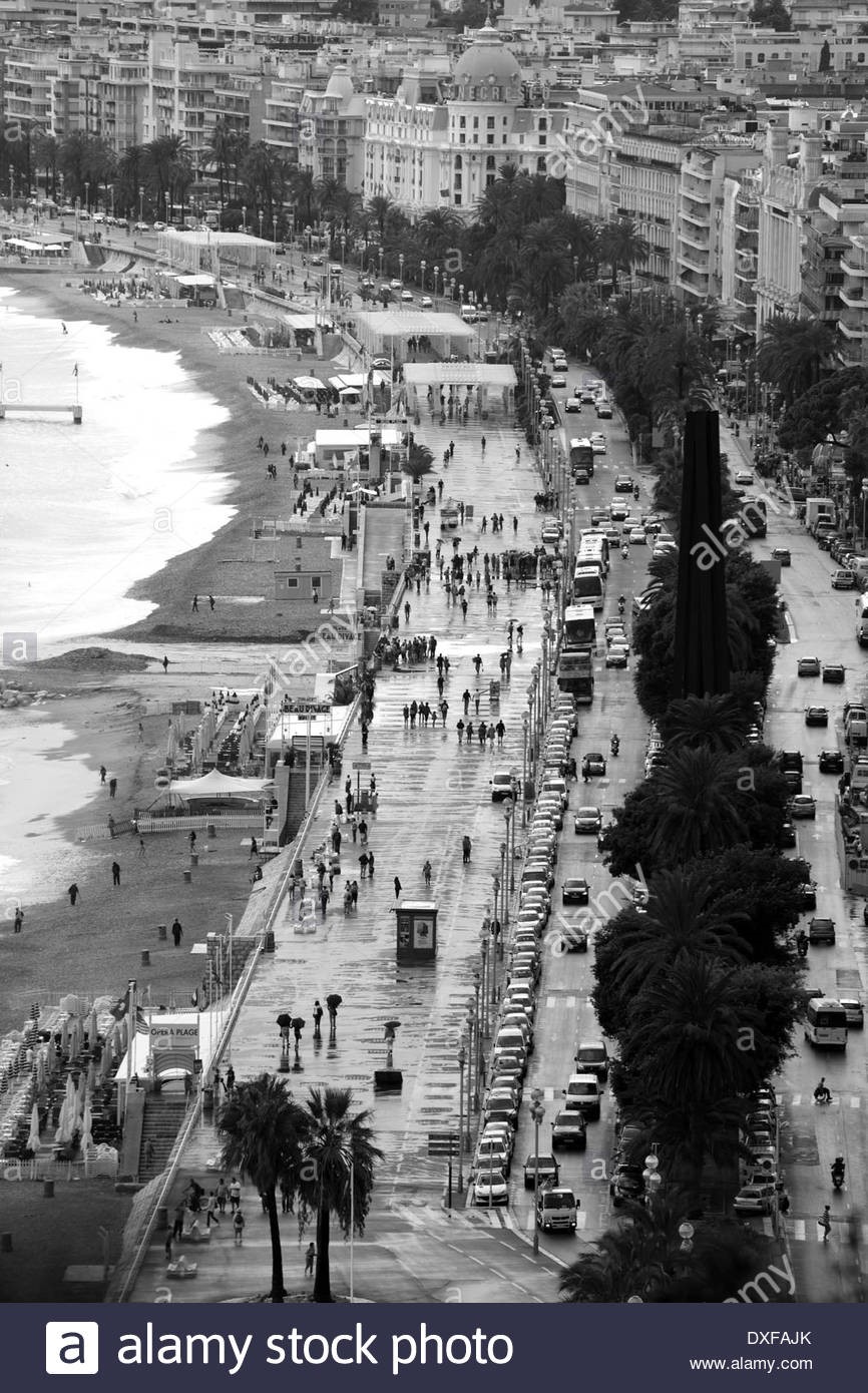 Top view above the Promenade des Anglais in Nice city, France, on 26 September 2012.