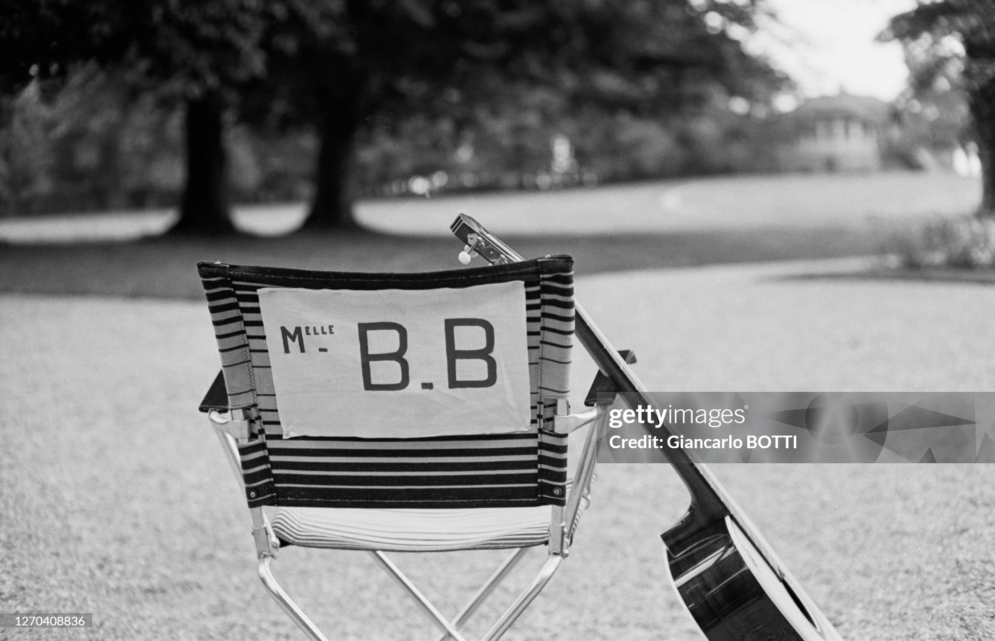 The chair of Brigitte Bardot during the filming of the film 'Private life' in Saint-Tropez in 1961. 