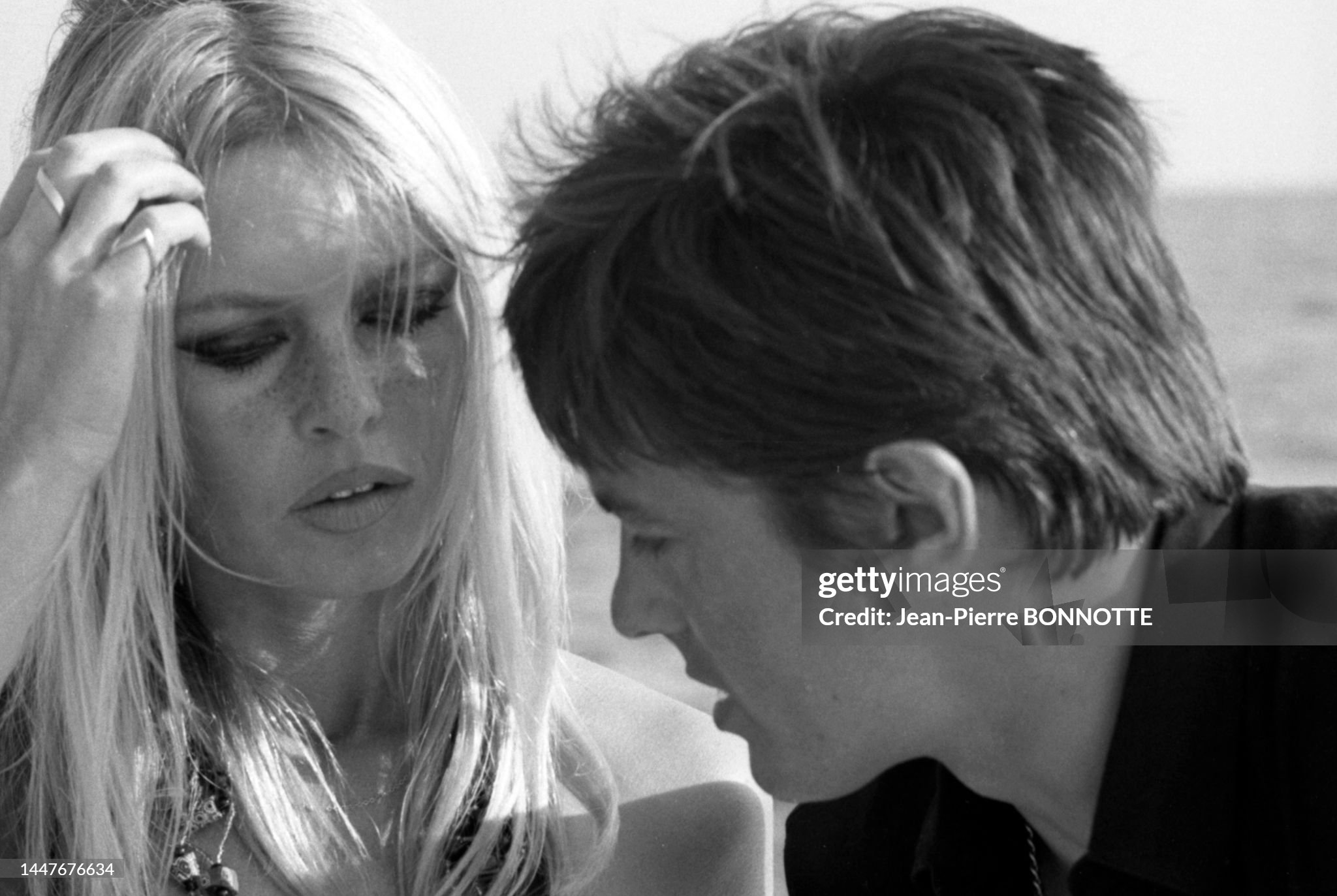 Brigitte Bardot and Alain Delon on a boat off Saint-Tropez in August 1968. 