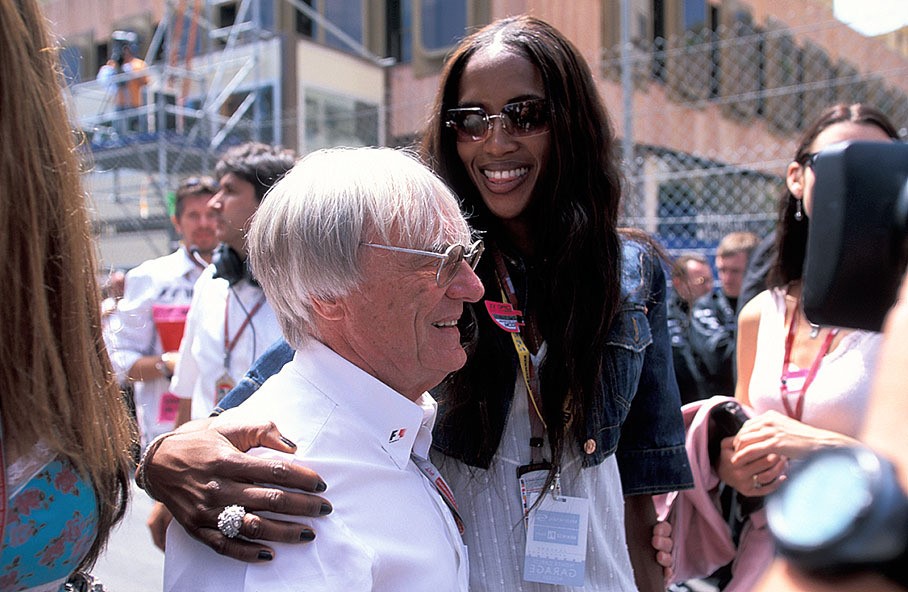 Bernie Ecclestone in Monte Carlo with Naomi Campbell in 2001. 