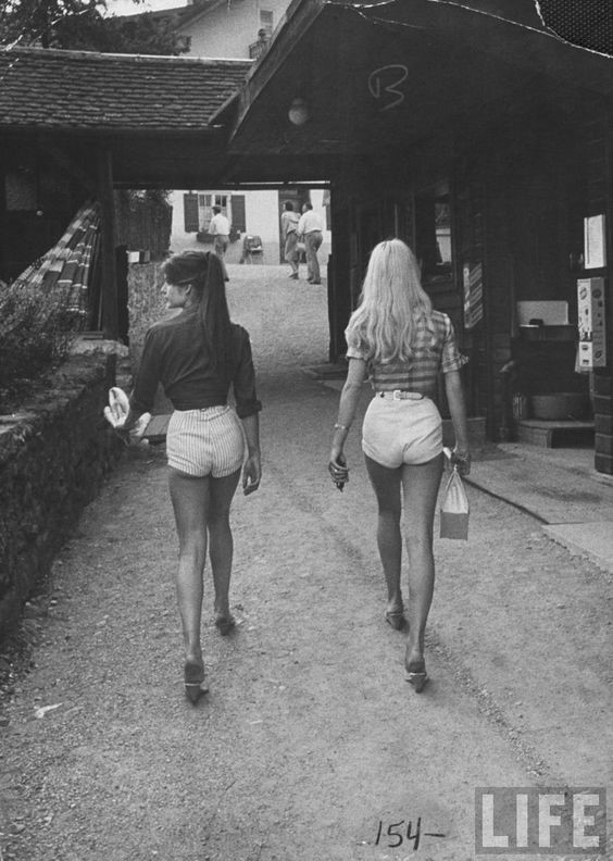 Jane Birkin and Brigitte Bardot out for a walk in 1970.
