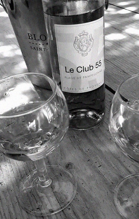 A bottle of wine at Le Club 55.