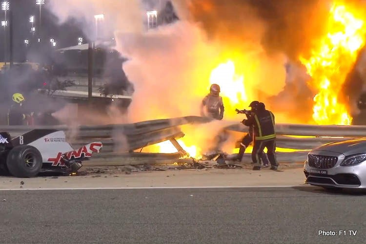 The accident of Romain Grosjean.