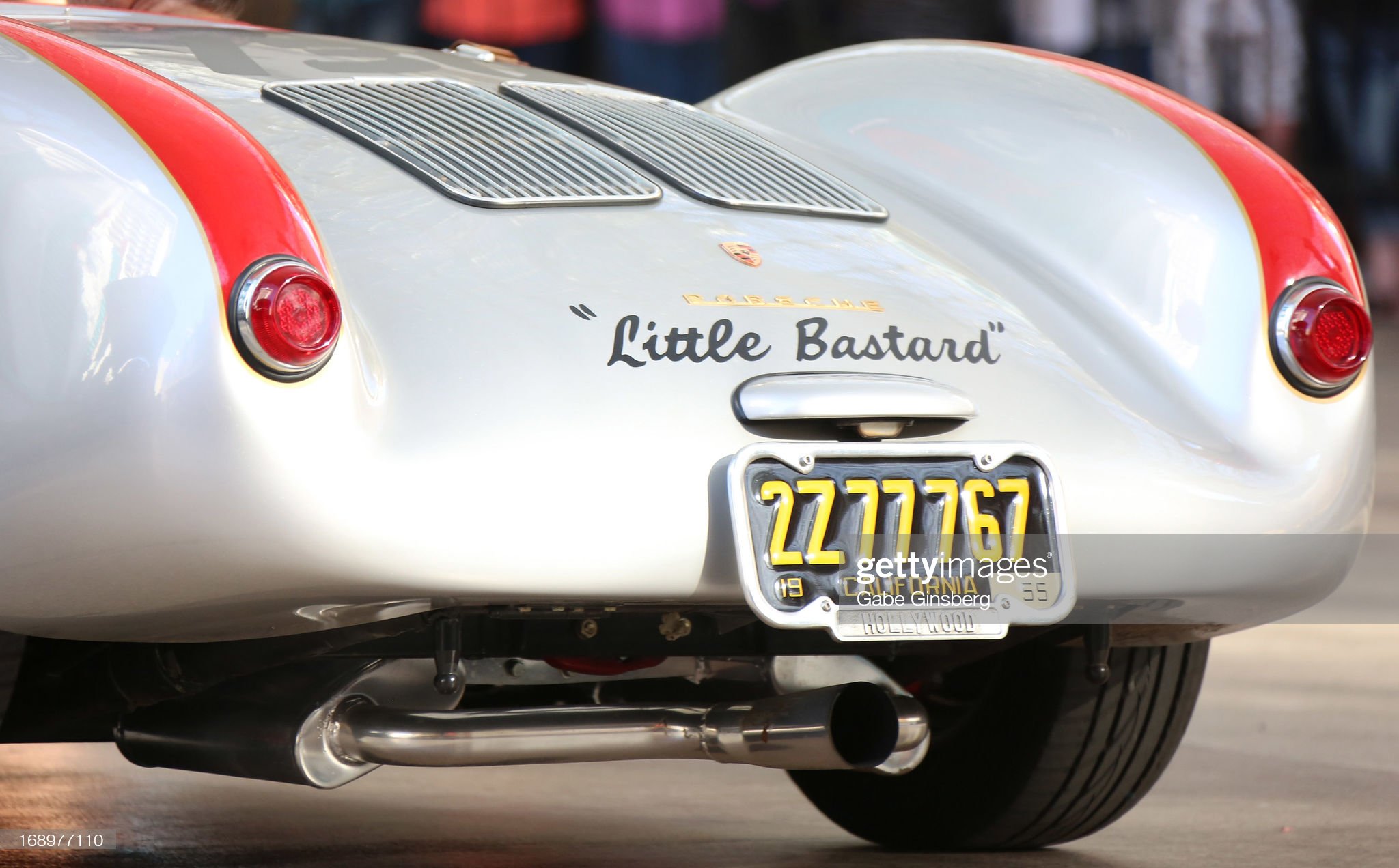 A Porsche 550 Spyder is on display at the opening ceremony of Las Vegas Car Stars at the Fremont Street Experience on May 17, 2013 in Las Vegas, Nevada. 