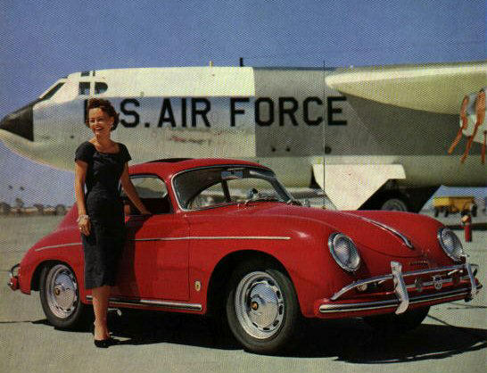 A woman and a Porsche 356.