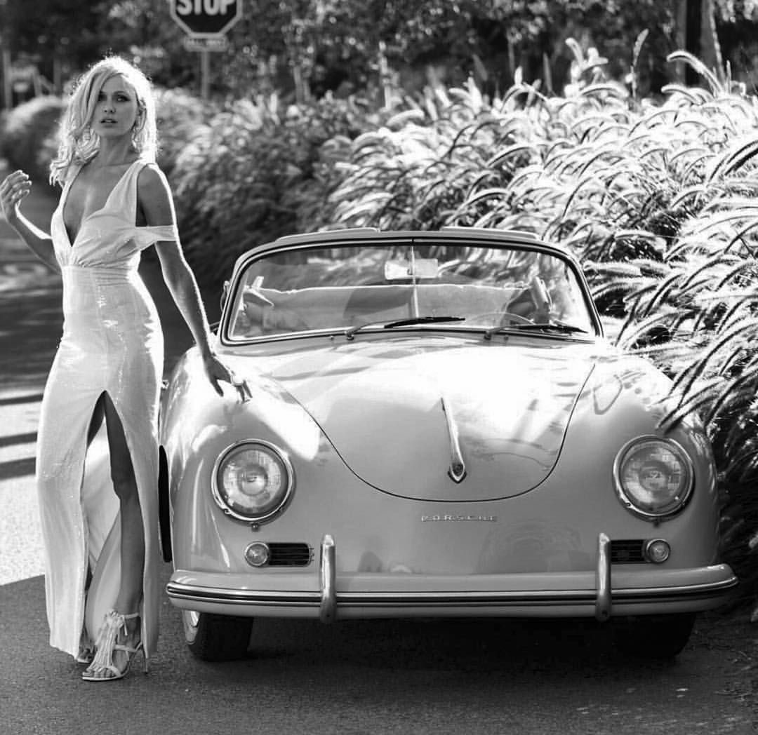 A classy girl and a Porsche 356.