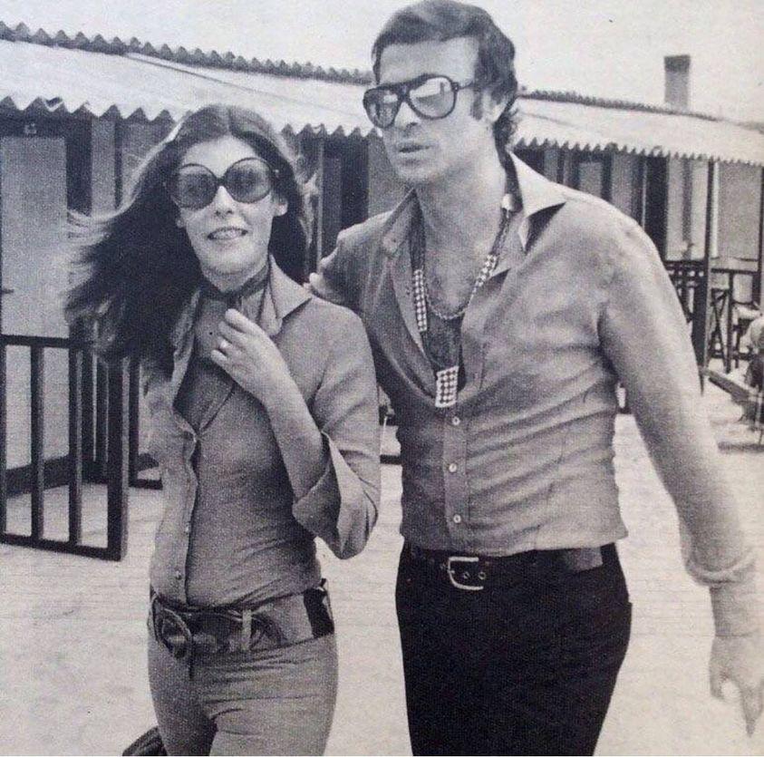 Franco Califano and a girl in the seventies.
