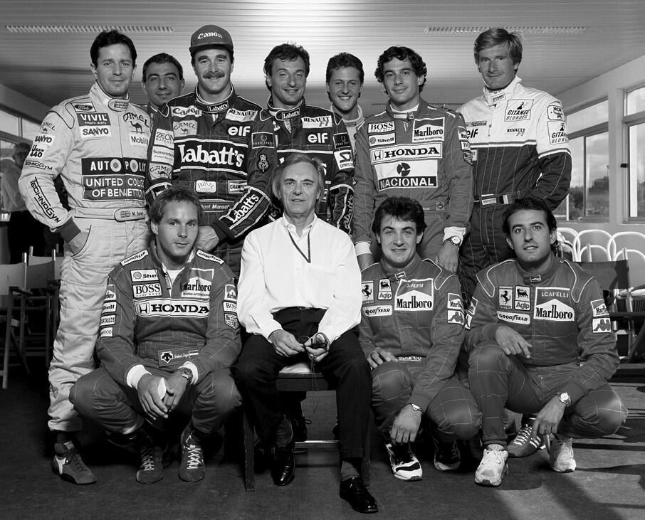 Incredible historic photo of the Formula 1 grid with Ecclestone, Schumacher, Senna, Mansell ...