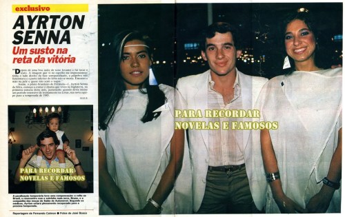 Ayrton Senna appears in a celebrity magazine in Brazil in 1984, with some very 1980s looking women.