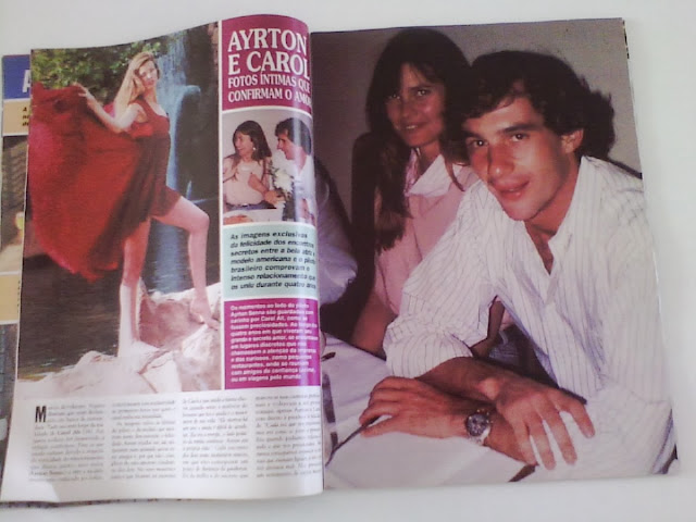 A magazine with Ayrton Senna and Carol Alt.