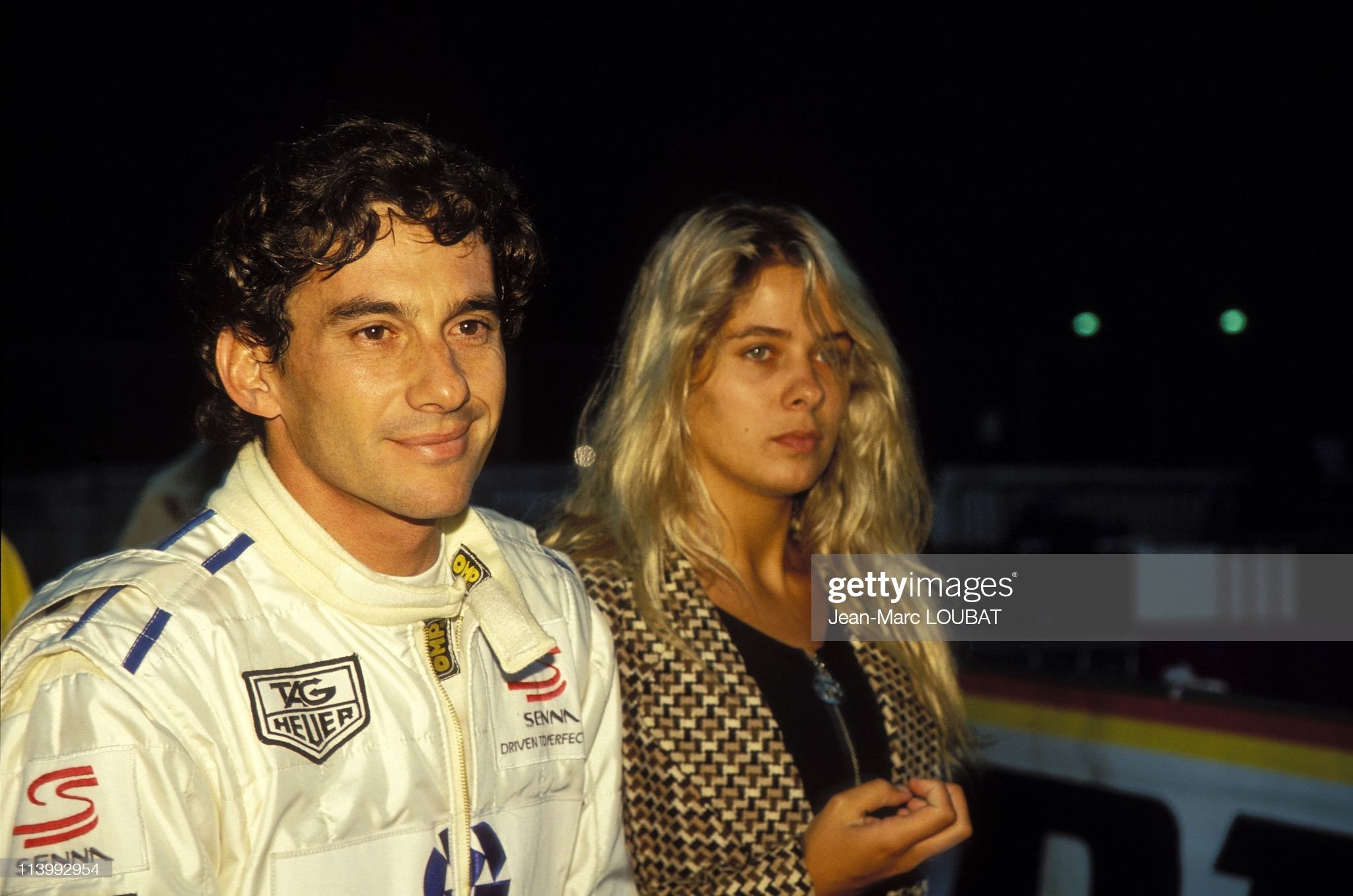 Ayrton Senna and Adriane Galisteu at the Master karting indoor in Bercy.