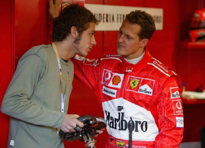 Valentino Rossi with Michael Schumacher.