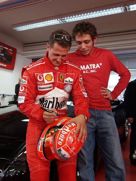 Valentino Rossi with Michael Schumacher.