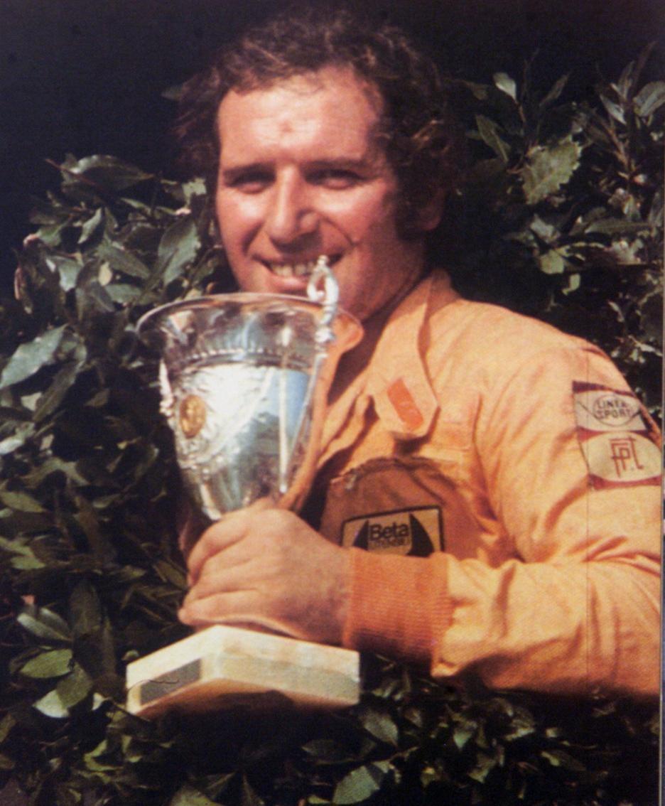 Vittorio Brambilla, happy winner of 1975 Austrian GP.