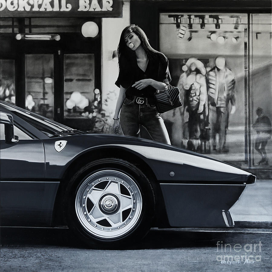 A girl and a Ferrari 288 GTO.