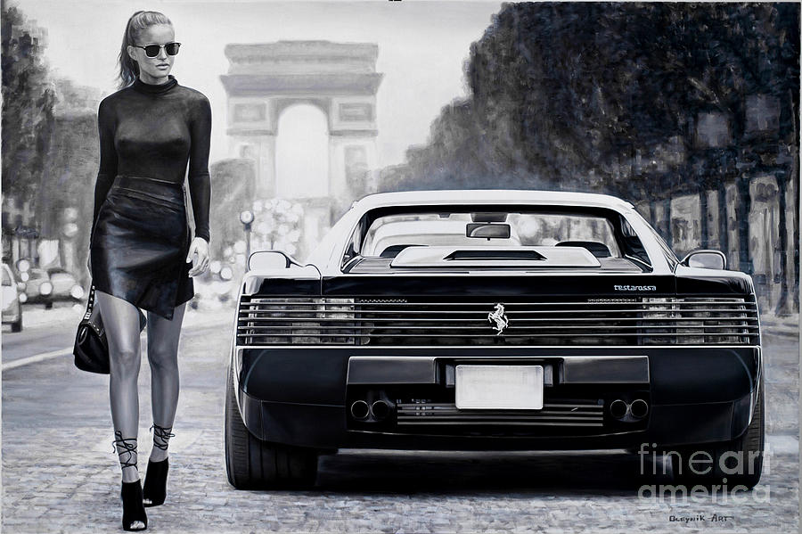 A girl and a Ferrari Testarossa
