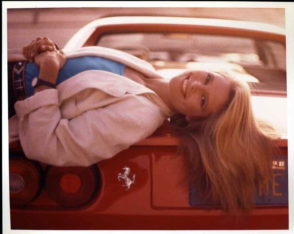 Christie Brinkley plays the role of a pin up girl in a red Ferrari in the 1983 film National Lampoon Vacation.